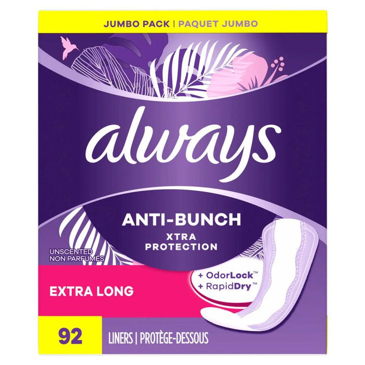 Always Xtra Protection Daily Liners, Extra Long Length, Unscented, #80351704 ABD Medical