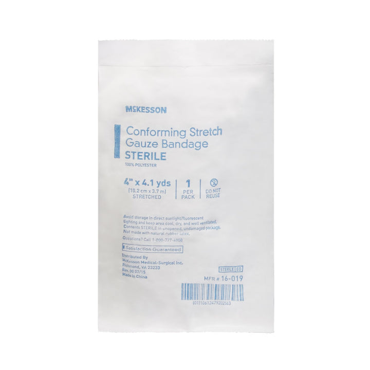 McKesson Conforming Gauze rolls 4 Inch X 4-1/10 Yard Sterile, #16-019 ABD Medical