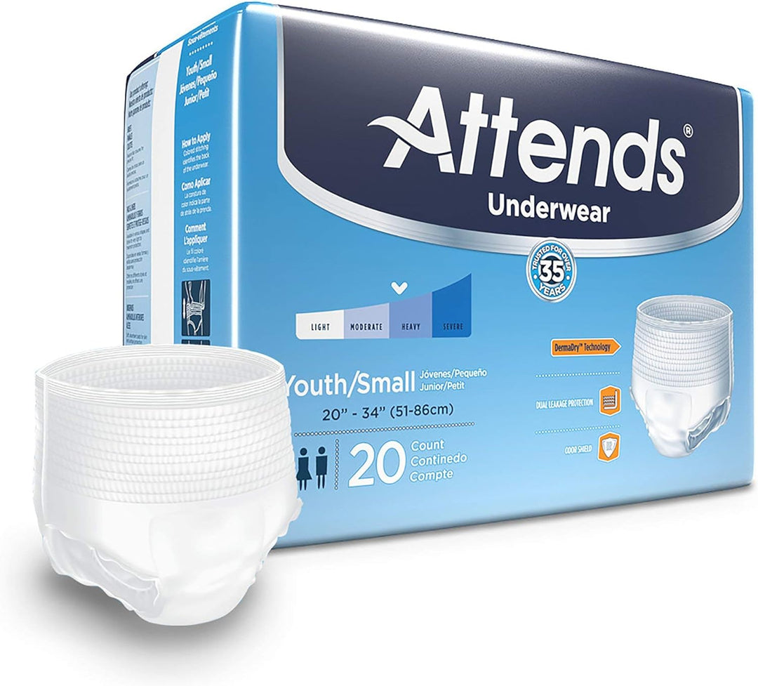 Attends Underwear with Quick-Dry Channels, Ultimate Absorbency, Unisex, Small,l# APP0710