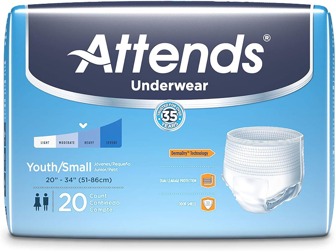 Attends Underwear with Quick-Dry Channels, Ultimate Absorbency, Unisex, Small,l# APP0710