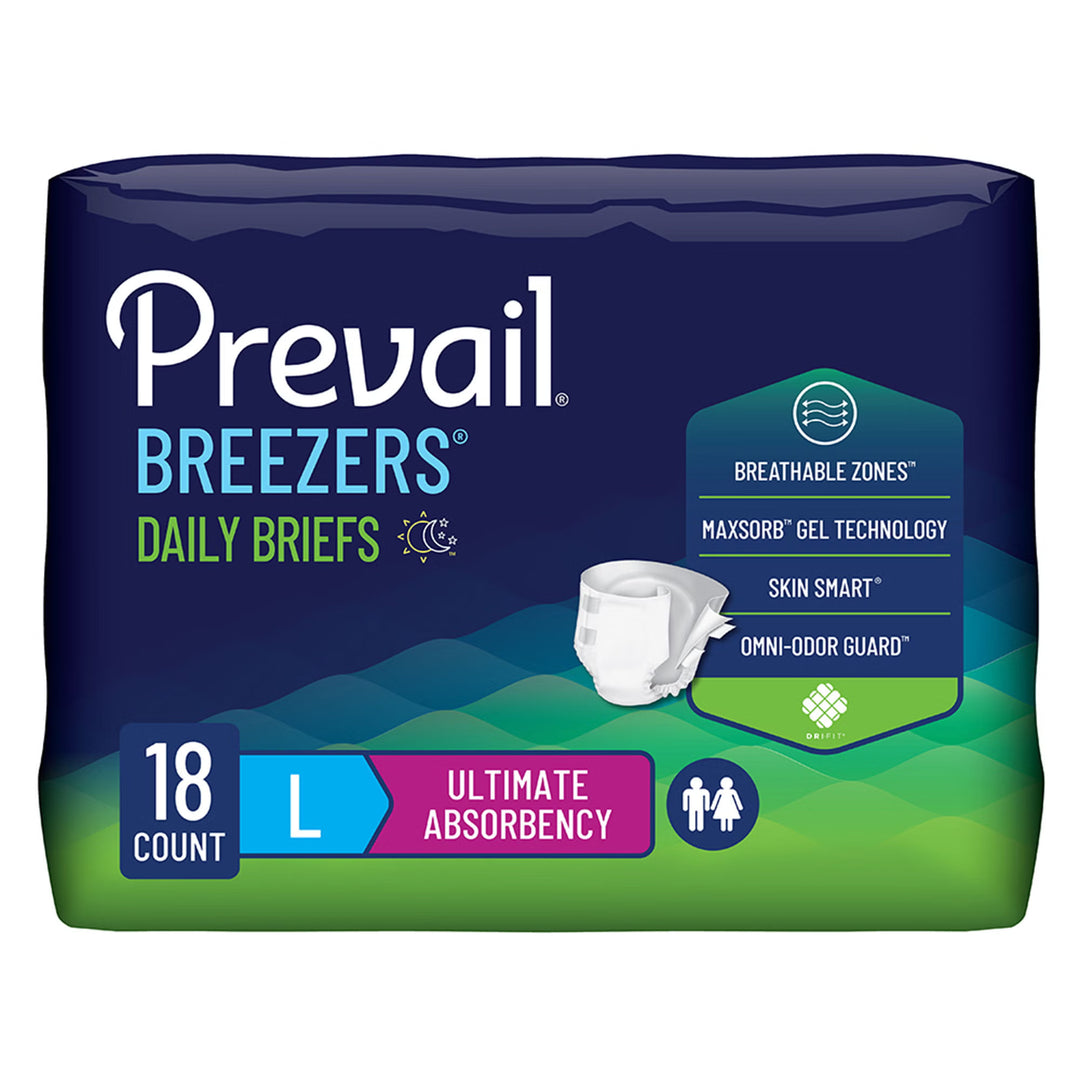 Prevail Breezers Unisex Adult Incontinence Brief Heavy Absorbency