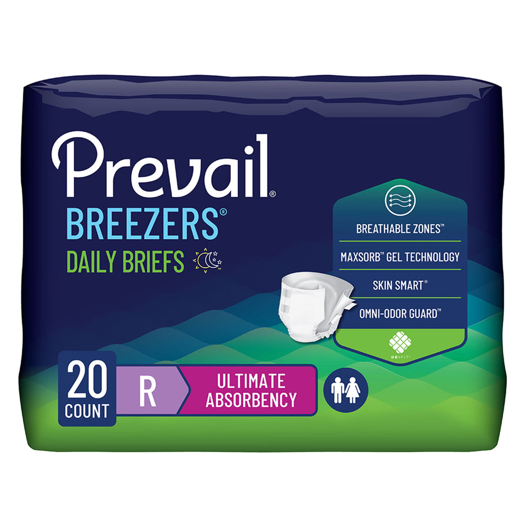 Prevail Breezers Unisex Adult Incontinence Brief Heavy Absorbency