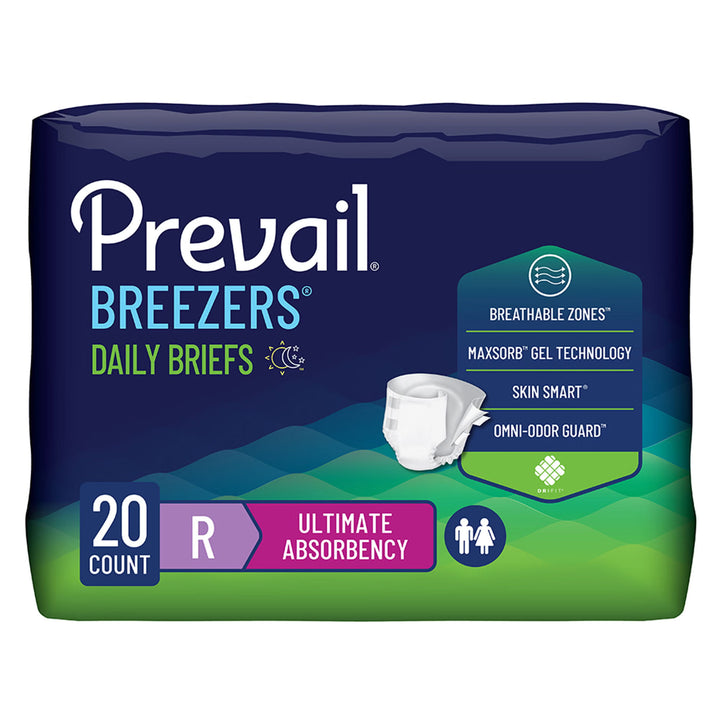 Prevail Breezers Unisex Adult Incontinence Brief Heavy Absorbency
