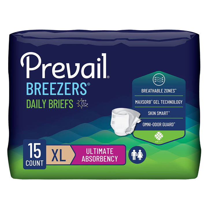 Prevail Breezers Unisex Adult Incontinence Brief Heavy Absorbency