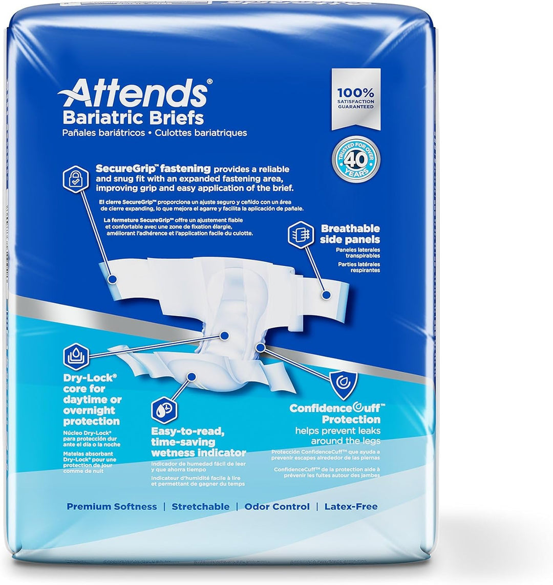 Attends Bariatric Adult Incontinence Brief Heavy Absorbency Bariatric, 4X-Large, #DD60