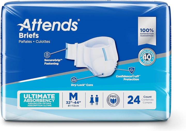 Attends Adult Incontinence Brief Advanced, Ultimate Absorbency, Unisex, Medium , # DDC20