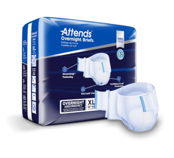 Attends Overnight Disposable Brief Heavy Absorbency Unisex, X-Large - # DDEW40