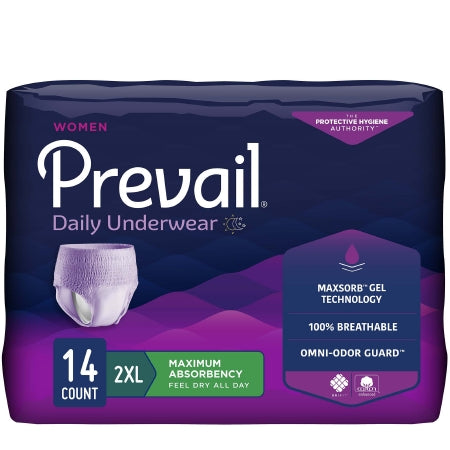 Prevail Underwear For Women, 2X-Large 64" - 80" Waist/Hip