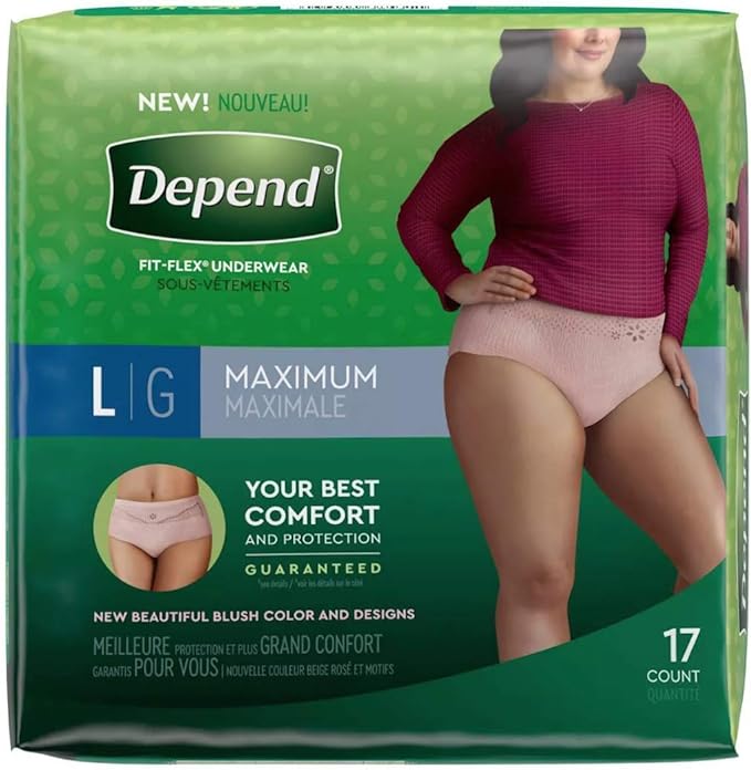 Depend FIT-FLEX Adult Underwear Maximum Absorbency  - Large - Pack of 17