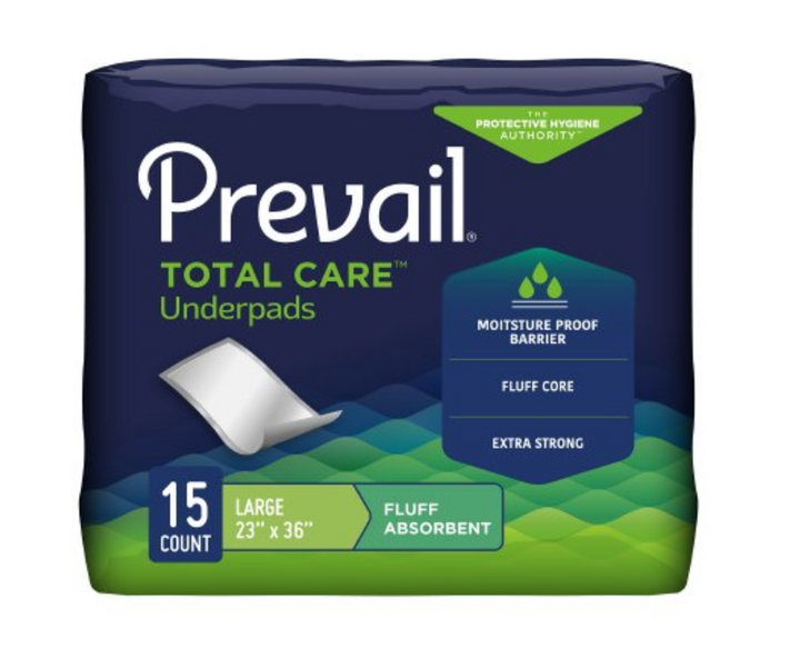 Prevail Fluff Incontinence Underpads, Large (23" x 36")  - 150/Case