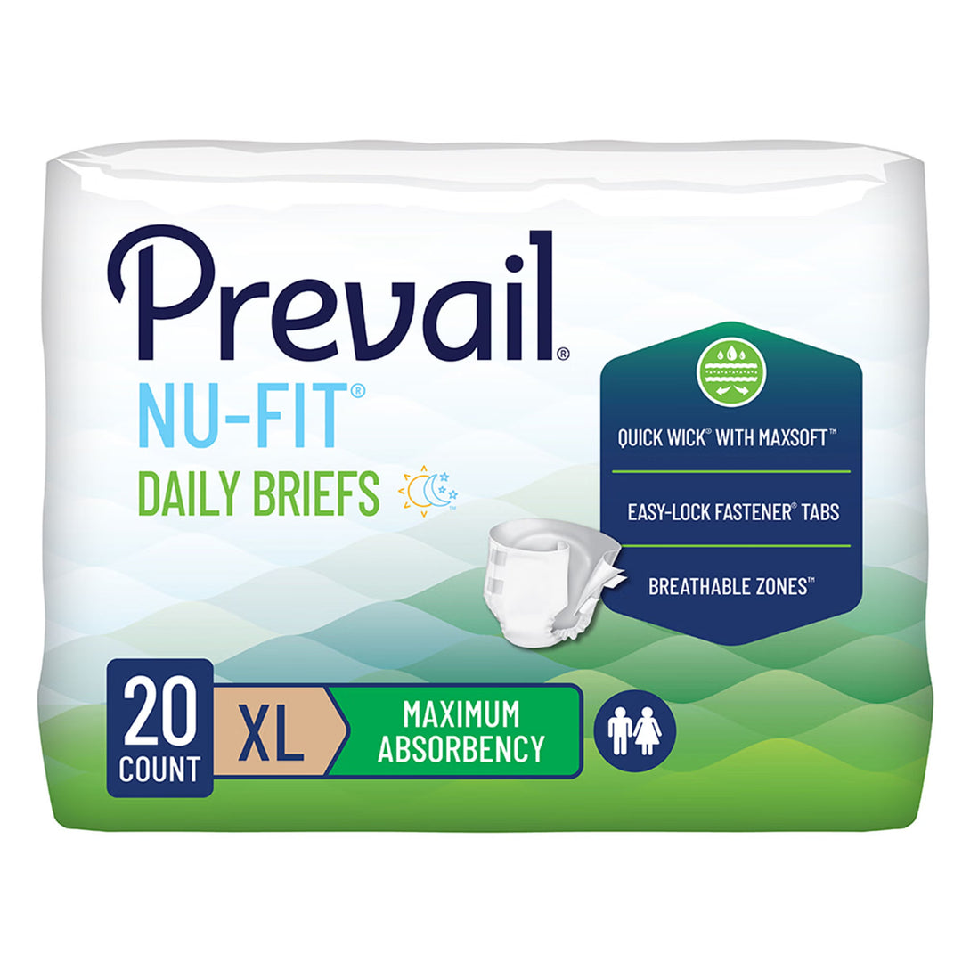 Prevail Nu Fit Daily Briefs, Extra Large, Maximum Absorbency, #NU-014/2