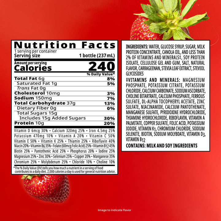 Boost Original Creamy Strawberry nutrition facts label