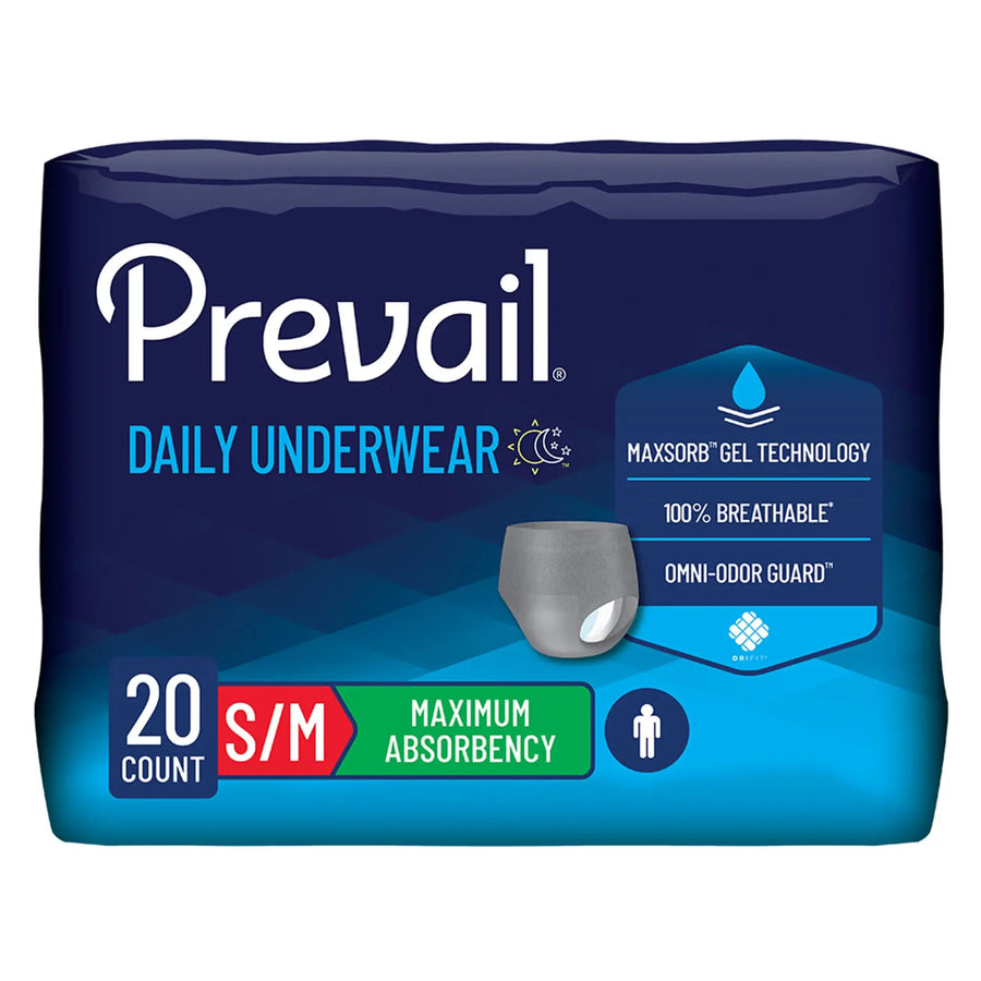 Prevail Daily Underwear for Men, Maximum Absorbency, Small / Medium, #PUM512/1 Prevail
