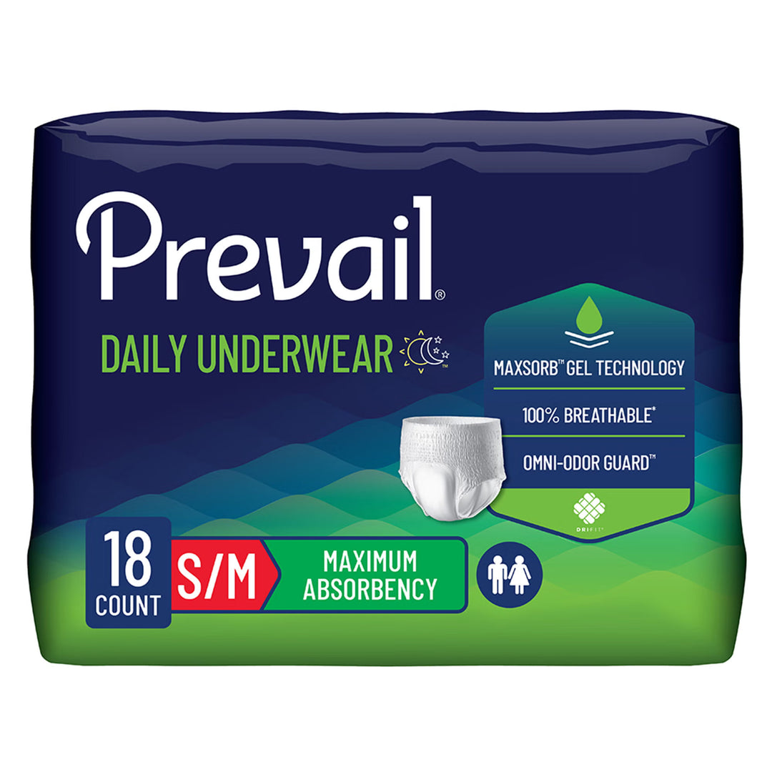 Prevail Daily Underwear, Maximum Protection , Unisex, Small/Medium (34" to 46") #PVS512