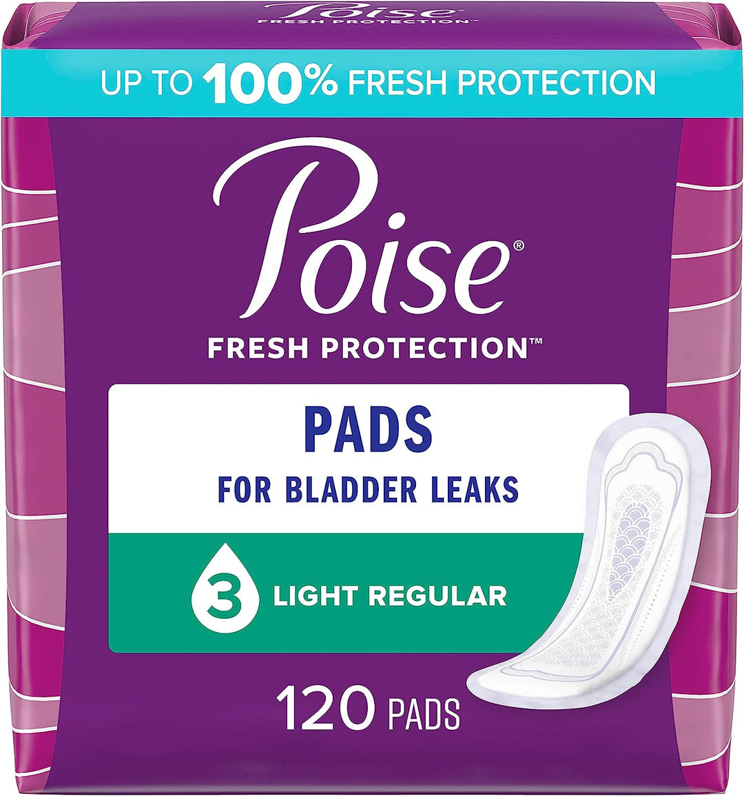 Poise Incontinence Pads & Postpartum Incontinence Pads, 3 Drop Light Absorbency, Regular Length