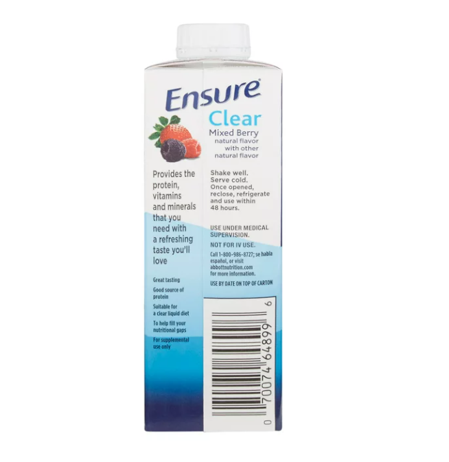 Ensure Clear Therapeutic Nutrition Mixed Berry Flavor Liquid 8 oz / Case of 24