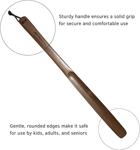 ABD Medical Extra Long Handle Wooden Shoehorn – 29.5” & 19.7” Set, Durable Wood Shoe Horn for Seniors, Men & Women – Smooth Finish, Long Handle for Easy Shoe Wearing Without Bending