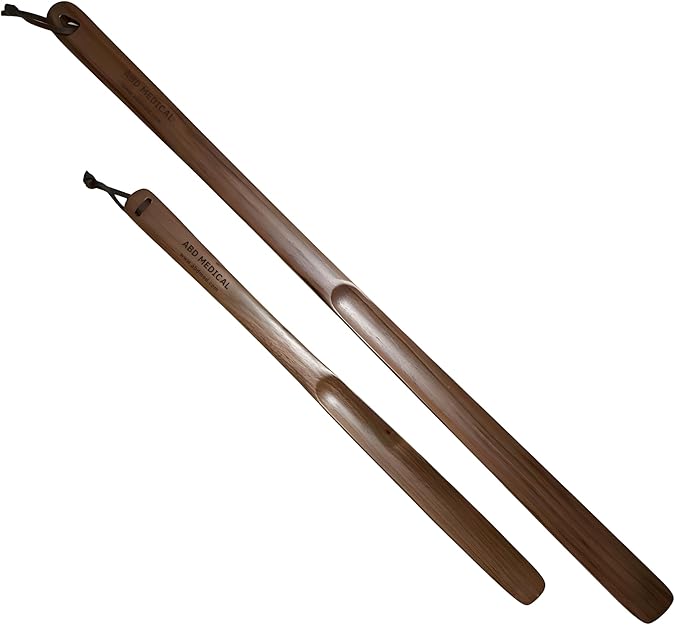 ABD Medical Extra Long Handle Wooden Shoehorn – 29.5” & 19.7” Set, Durable Wood Shoe Horn for Seniors, Men & Women – Smooth Finish, Long Handle for Easy Shoe Wearing Without Bending