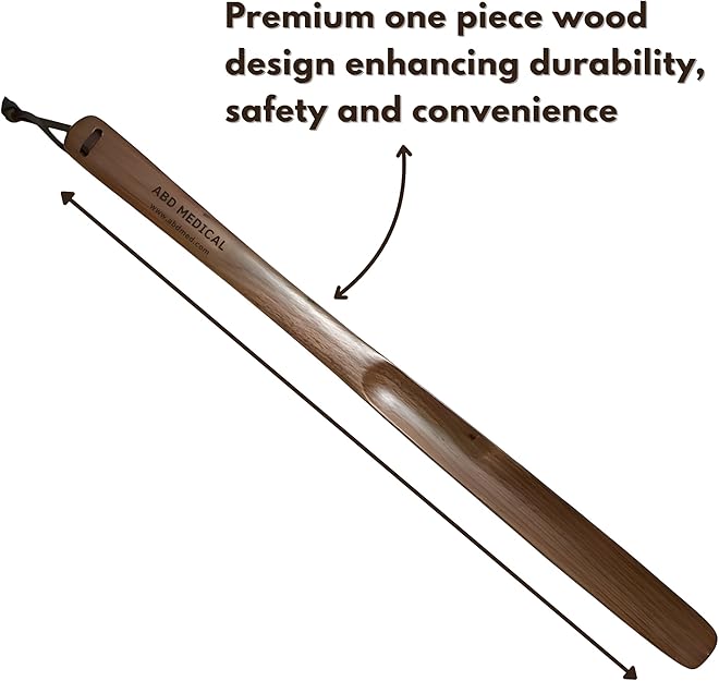 ABD Medical Extra Long Handle Wooden Shoehorn – 29.5” & 19.7” Set, Durable Wood Shoe Horn for Seniors, Men & Women – Smooth Finish, Long Handle for Easy Shoe Wearing Without Bending