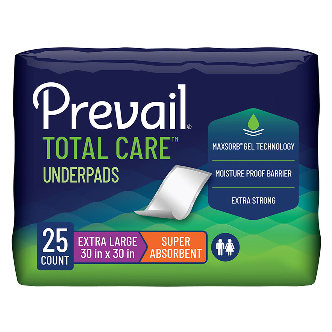 Prevail Total Care Super Absorbent Underpads | X-Large (30" x 30"), #UP100/1
