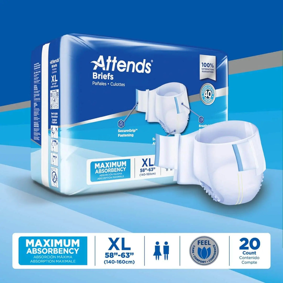 Attends Briefs with Tabs Maximum Absorbency XL 20-Count Pack (DDA40)