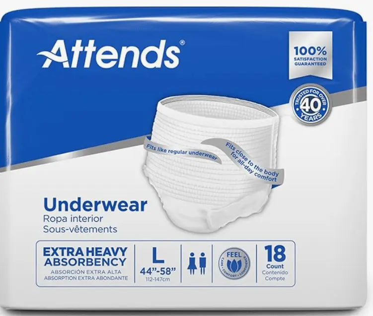 Attends Disposable Underwear Extra Heavy Absorbency, Large, #APV30 By Attends
