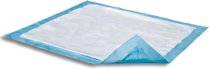 Attends Dri-Sorb light absorbency disposable underpad 17 x 24 inch showing blue leakproof backing #UFS-170