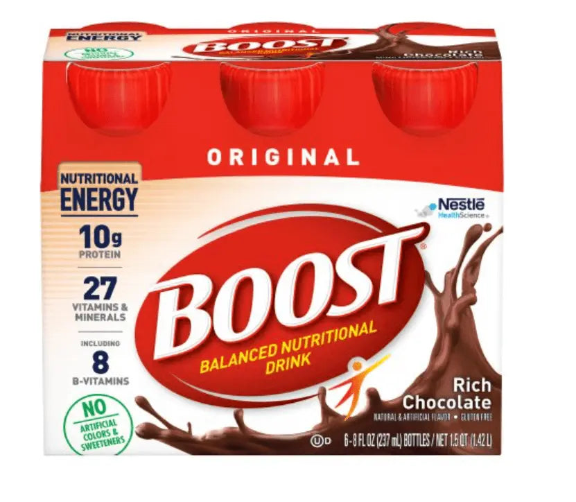 Boost Original Rich Chocolate balanced nutritional drink packaging front view