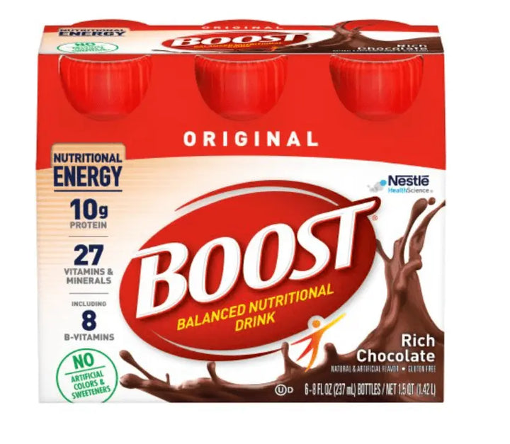Boost Original Rich Chocolate balanced nutritional drink packaging front view