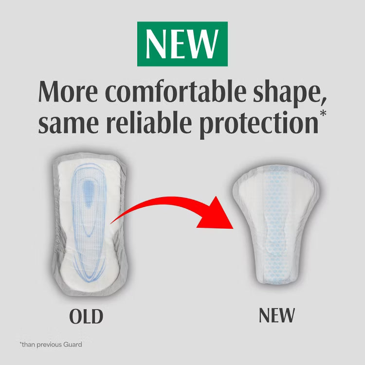 Depend Fresh Protection Guards for Men Maximum Absorbency old vs new comfortable shape comparison
