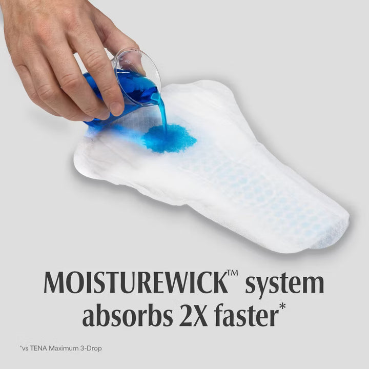 Depend Fresh Protection Guards for Men MoistureWick system fast absorbency demonstration