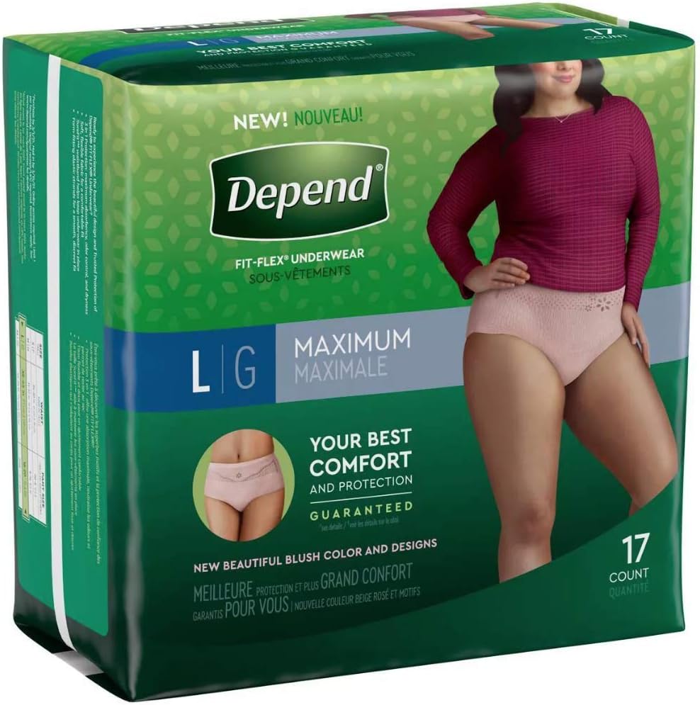 Depend FIT-FLEX Adult Underwear Maximum Absorbency  - Large - Pack of 17