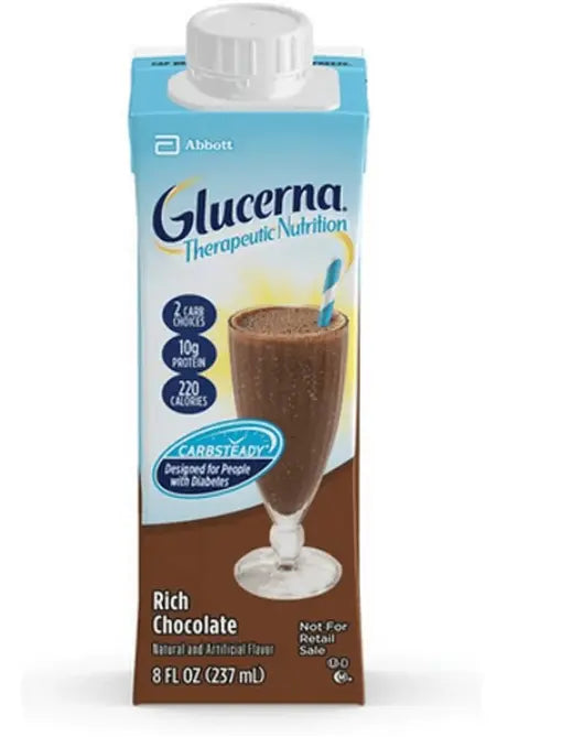 Glucerna Therapeutic Nutrition Shake Rich Chocolate Flavor Liquid 8 oz - Case of 24 Abbott Nutrition