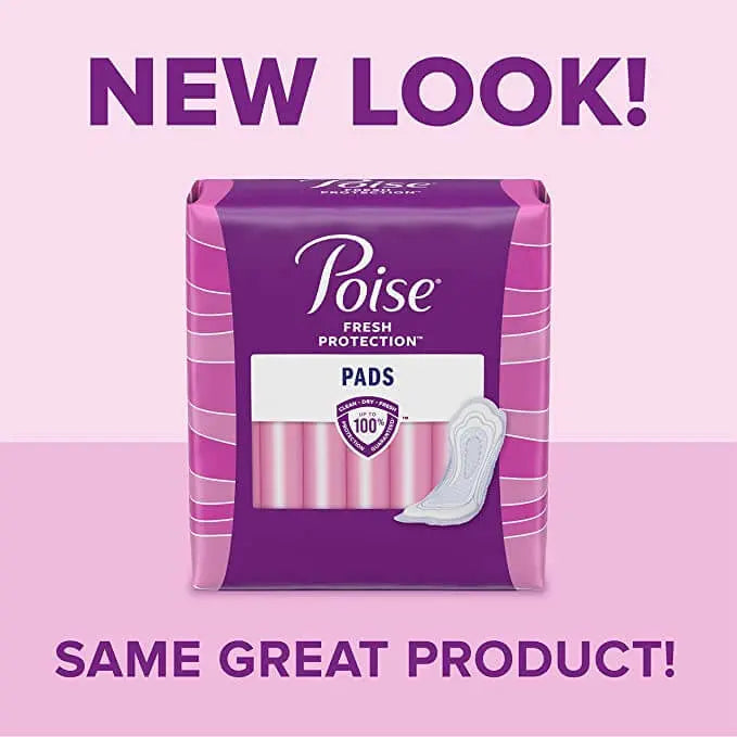 Poise Fresh Protection Incontinence Pads 3 Drop Light Absorbency Long Length 24 Count Retail Pack New Packaging