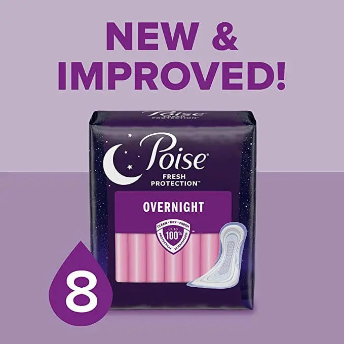 Poise Fresh Protection 8 drop overnight ultimate absorbency incontinence pad pack #54943