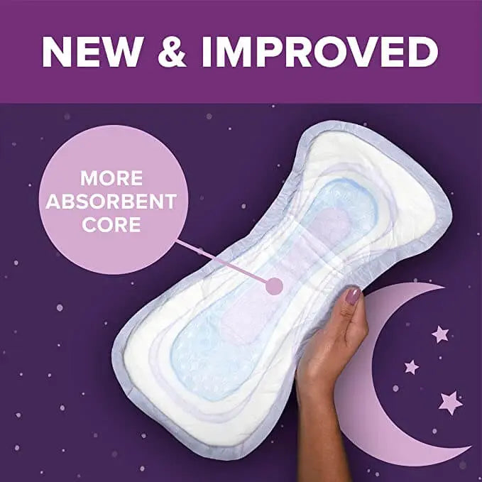 Poise Fresh Protection 8 drop overnight incontinence pad featuring new and improved more absorbent core #54943