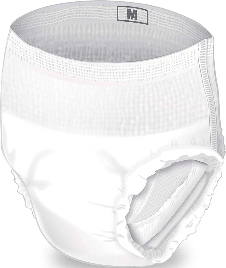 White Presto discrete incontinence unisex protective underwear brief in size medium with visible M tag on waistband