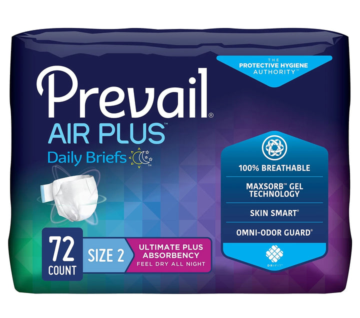 Prevail Air Plus Daily Briefs Ultimate Absorbency Size 2 Large 45 to 62 Inch Waist 72 Count Case, #PVBNG013CA