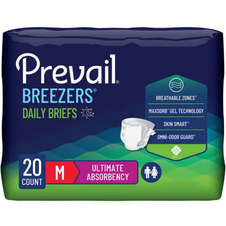 Prevail Breezers Ultimate Absorbency Incontinence Briefs | Medium | ABD Medical By Prevail