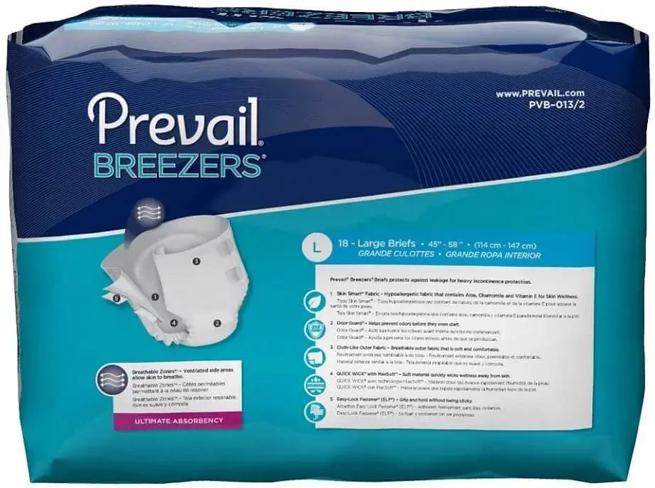 Prevail Breezers Absorbency Incontinence Briefs Large — 72 Count By Prevail