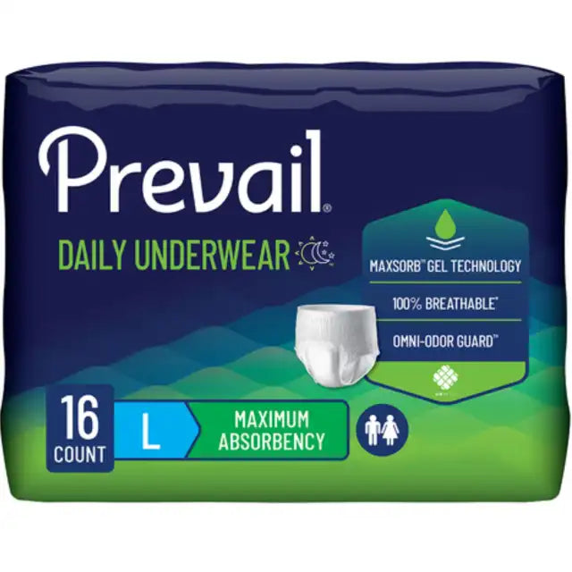 Prevail Daily Underwear Maximum Absorbency Unisex Large 16 Count Package, #PVS-513