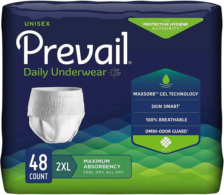 Prevail Underwear 2XL - Extra Absorbency Incontinence Underwear (48 Ct) Prevail