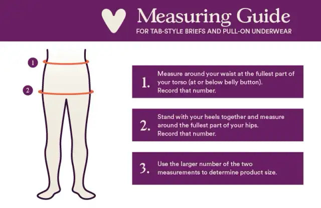 Prevail Nu Fit Daily Briefs Measuring Guide - Waist & Hip Sizing Instructions (#NU-0132)