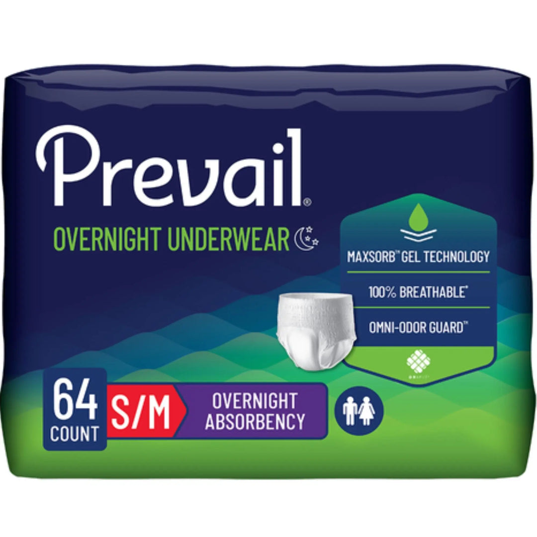 Prevail Overnight Incontinence Underwear Small/Medium — 64 Count | ABD Medical By Prevail