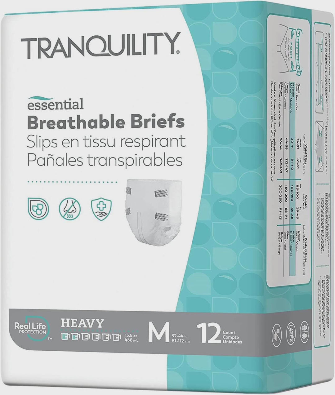 Tranquility Essential breathable briefs moderate absorbency adult incontinence brief packaging in size medium