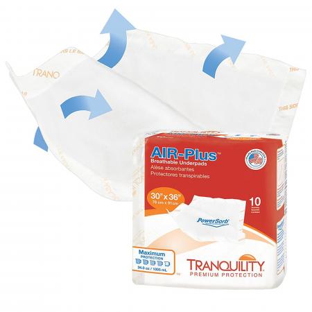 Pack of Tranquility AIR-Plus 30x36 inch breathable disposable underpads for heavy absorbency protection