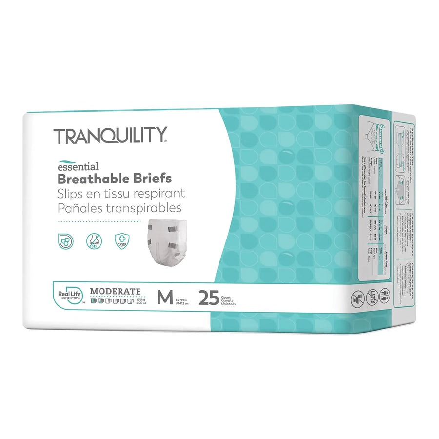 Tranquility Essential Breathable Moderate Absorbency Adult Briefs Packaging Size Medium Item 2965