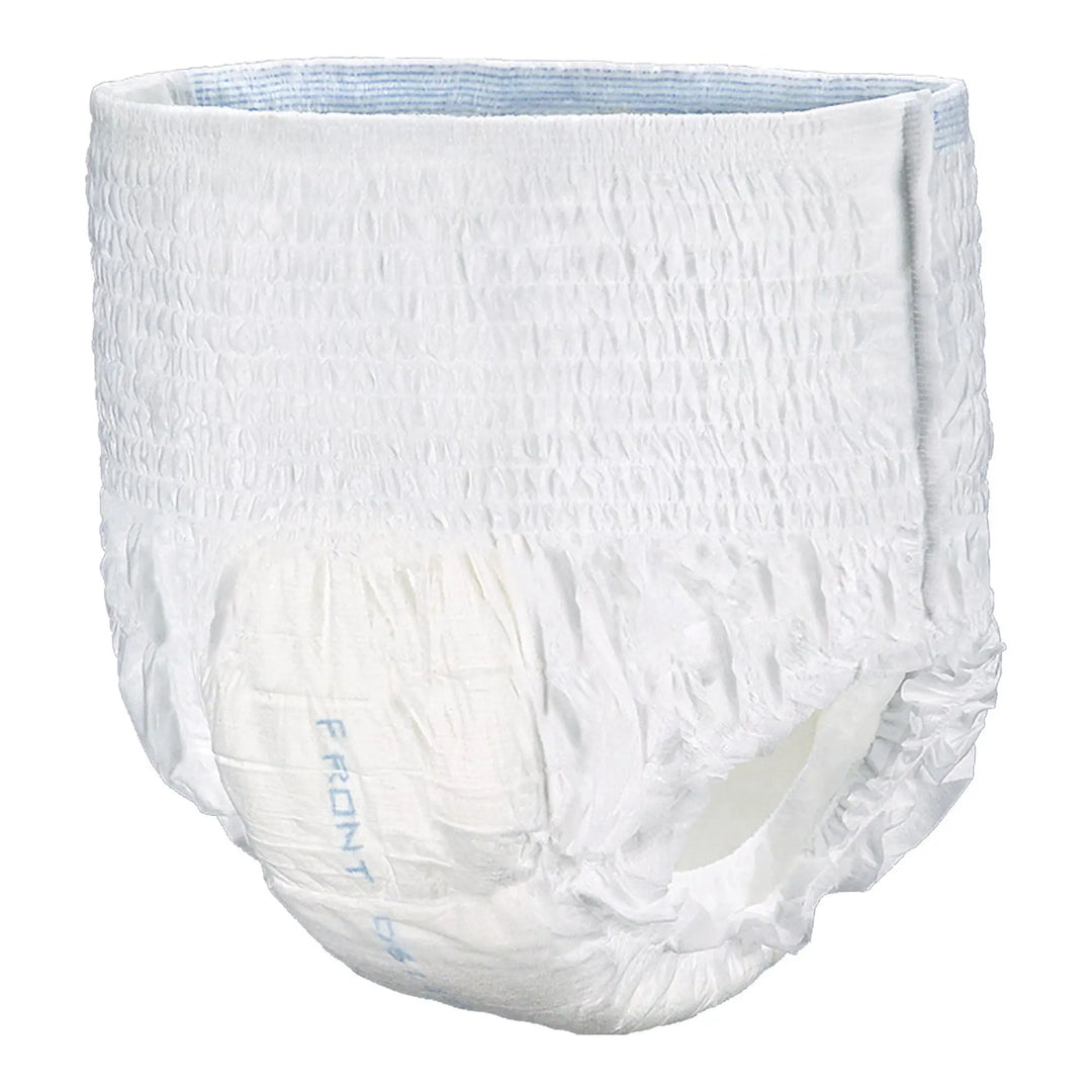 Tranquility Essential Adult Moderate Absorbency Disposable Underwear showing elastic waistband and front indicator view
