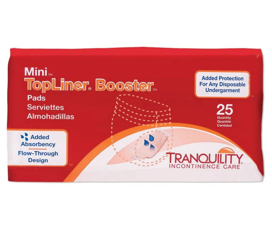 Tranquility TopLiner Mini Booster Pads 25 Count Retail Package 2.75 x 10.5 Inch #2072