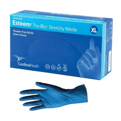 ESTEEM Stretch Nitrile Exam Gloves, Powder-Free, Blue, Non-Sterile - Various sizes